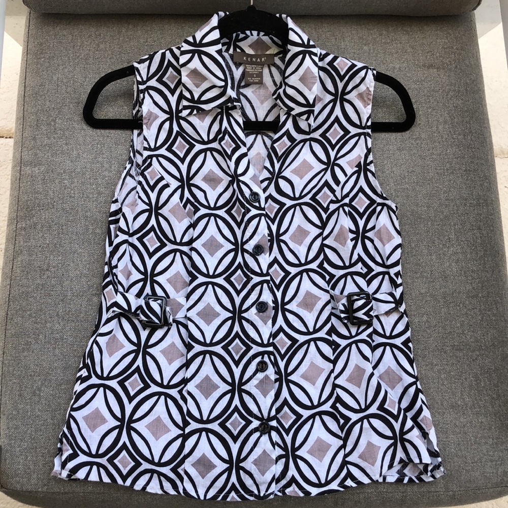 NWOT! - KENAR 100% Linen Button Front Sleeveless Top